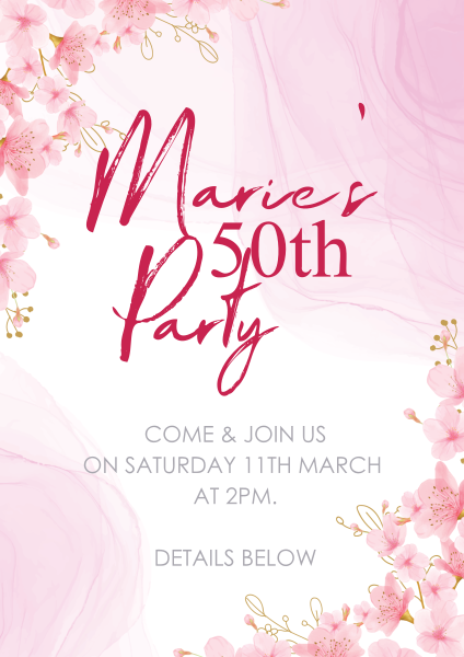 Pink_Floral_Birthday_Poster - design template - 1302