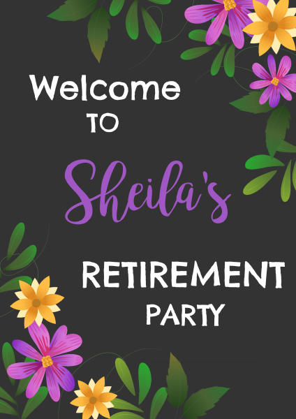 Black_and_floral_Retirement_Poster - design template - 1330
